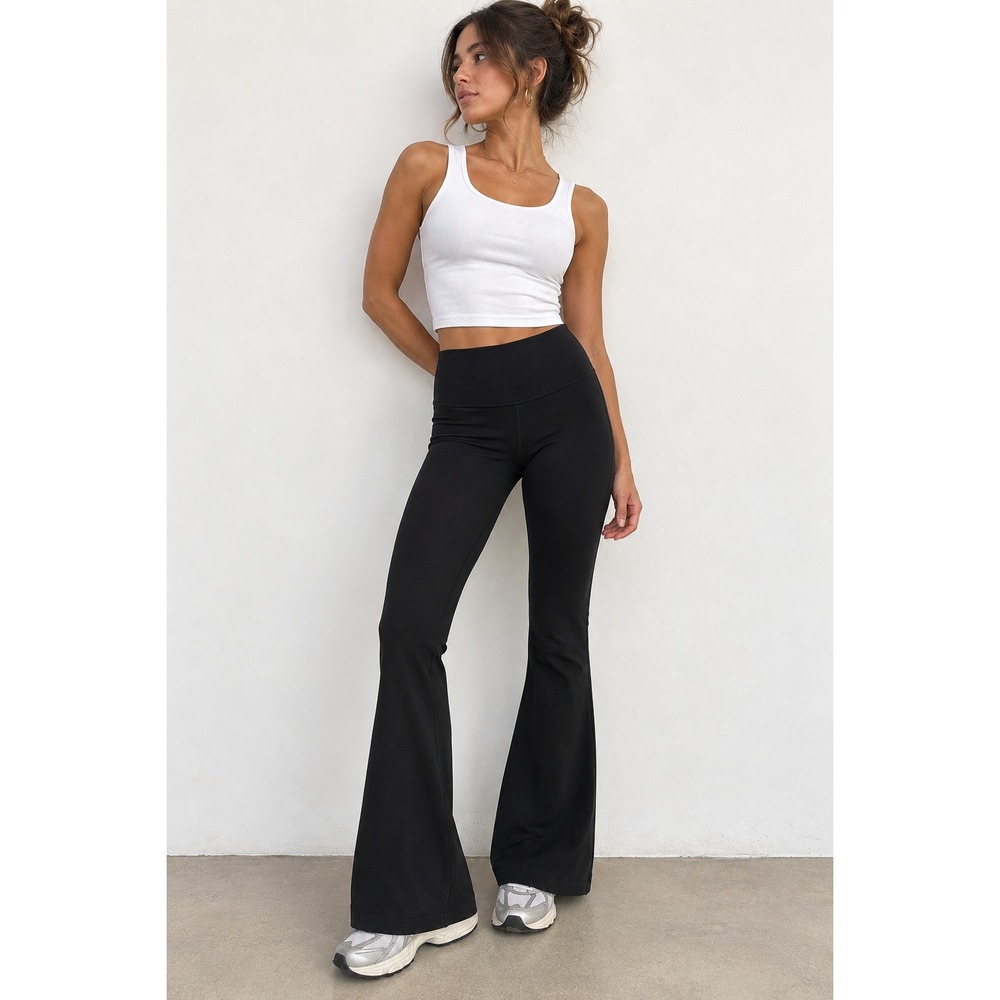 Lululemon Black Flared Leggings Yoga Pants High Rise Size 4